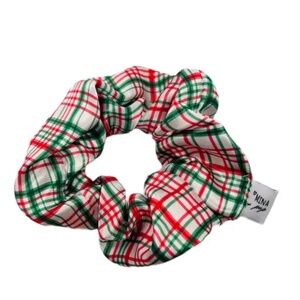 Lot of 42 Red White Green Plaid Satin Hair Scrunchies New Individually Packaged